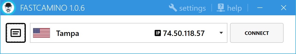 Select a VPN server in the FastCamino app